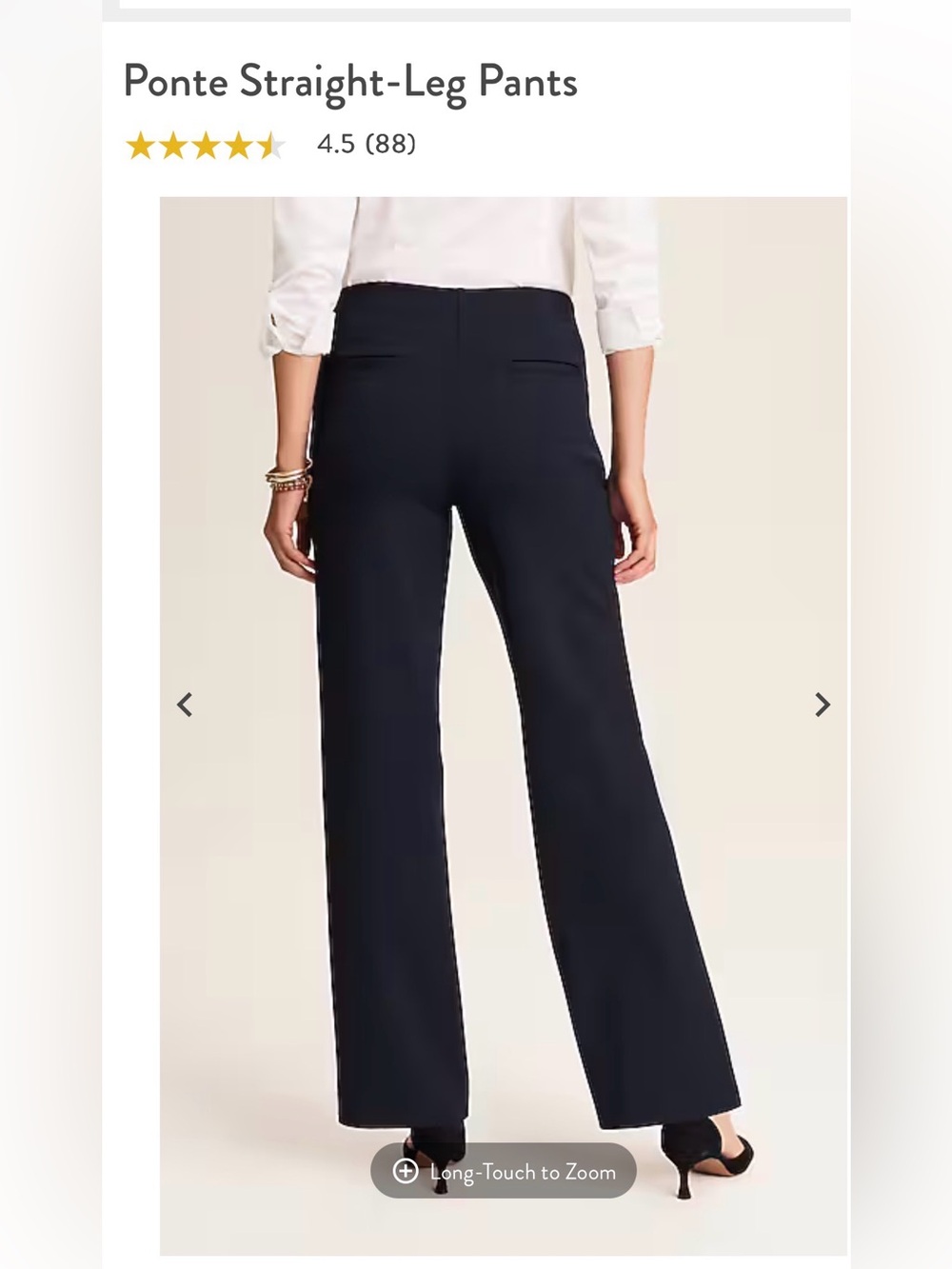 JJILL Ponte Dark Navy Straight-Leg Pants - Picture 2 of 4